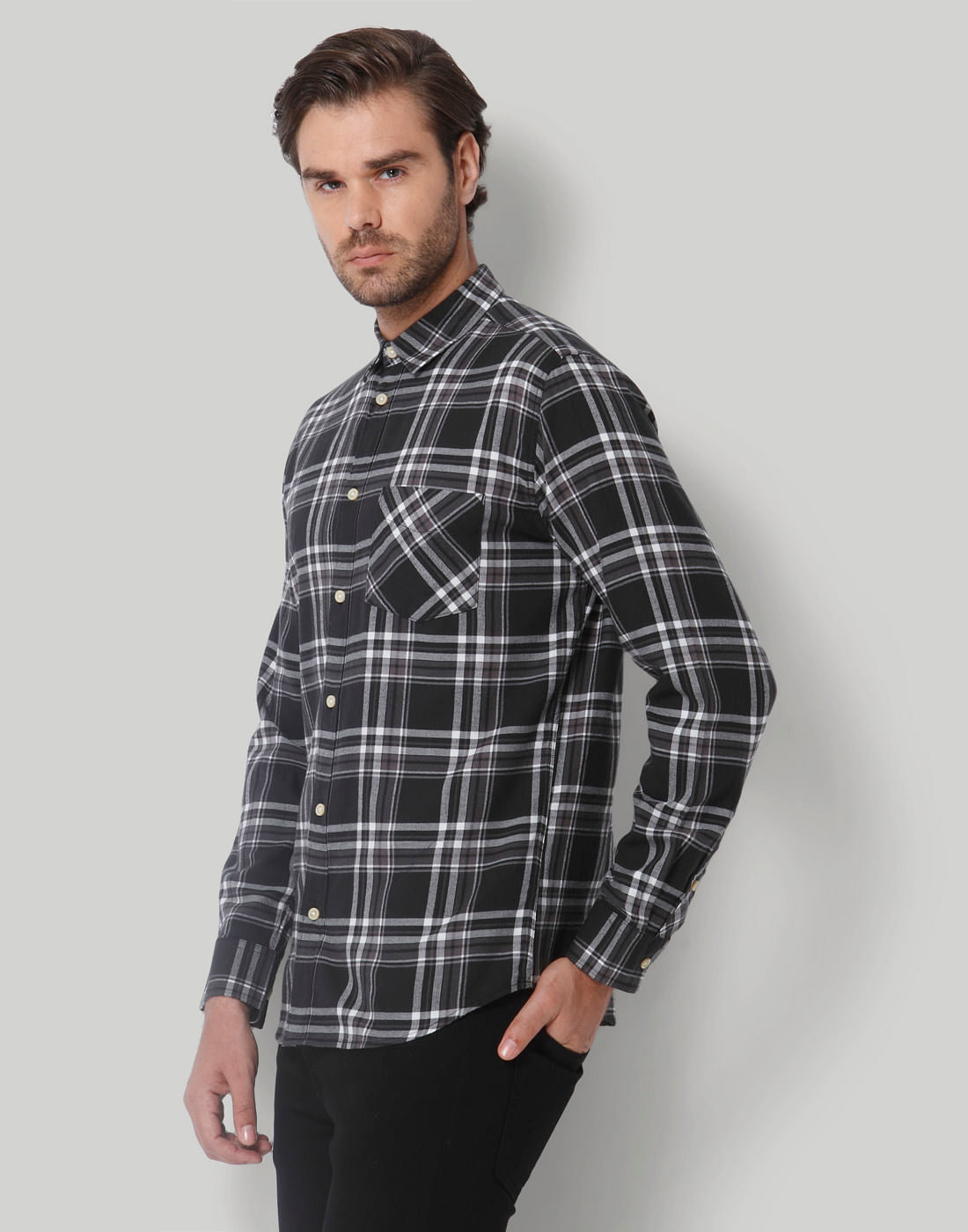 Black Check Full Sleeves Shirt