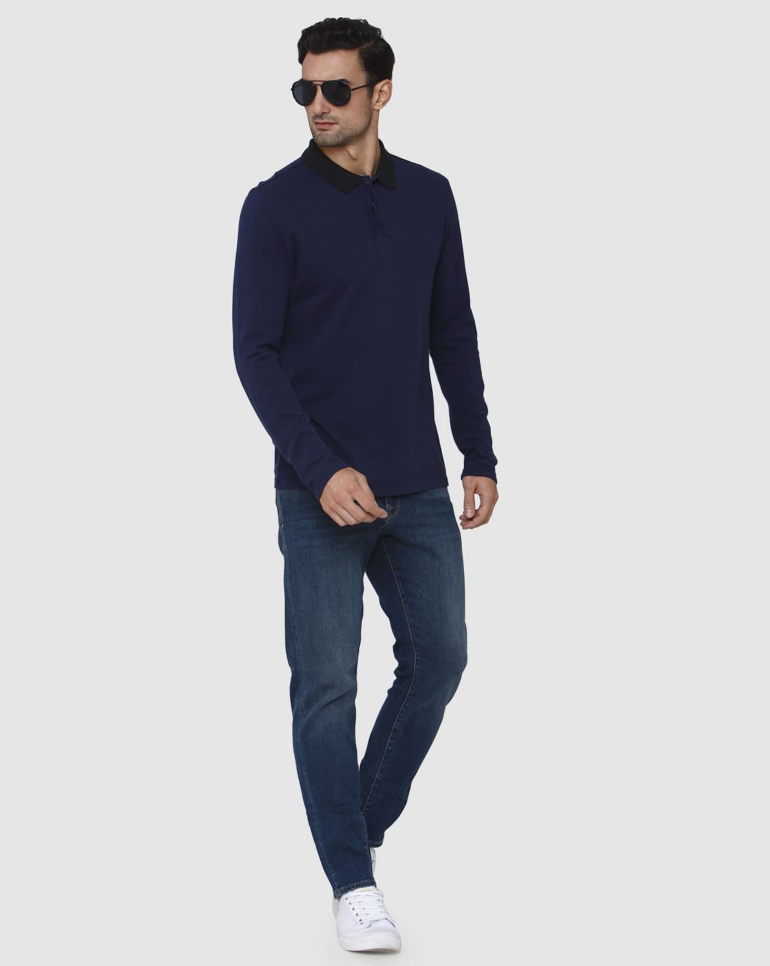 Blue Polo Neck T-Shirt