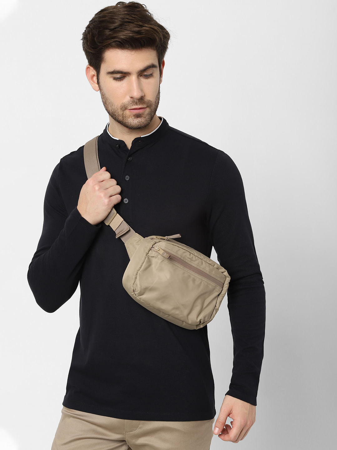 Black Full Sleeves Polo Neck T-Shirt