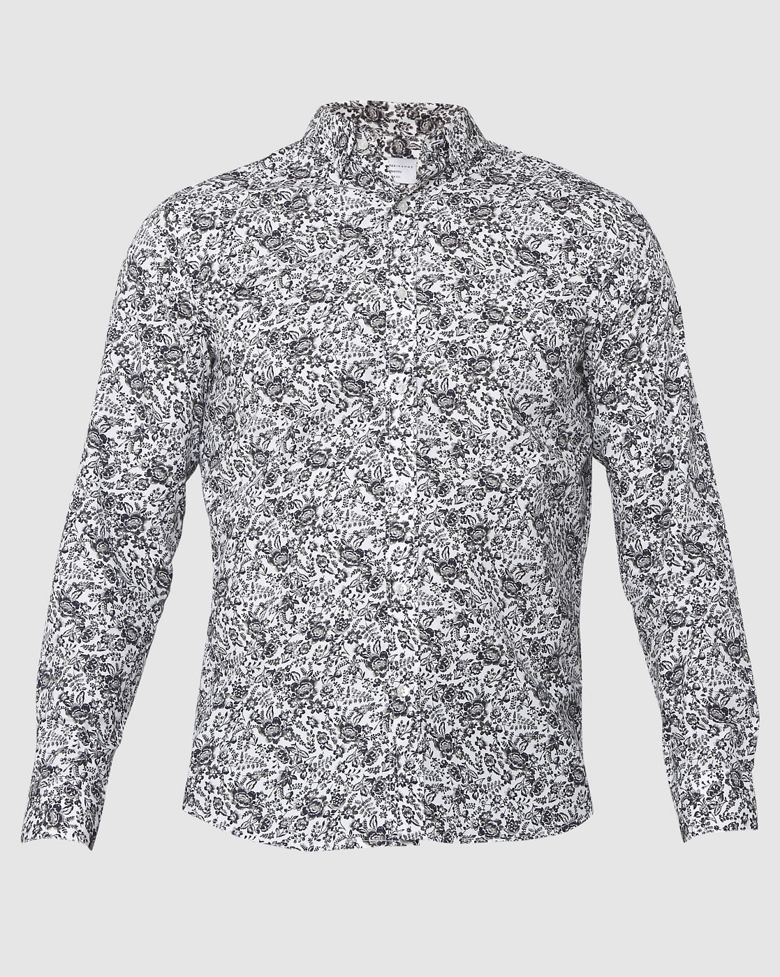 White Floral Print Full Sleeves Shirt