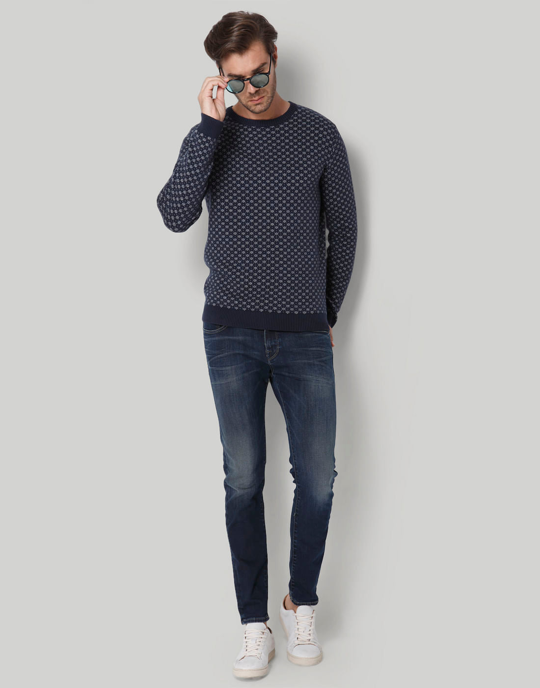 Blue Printed Pullover