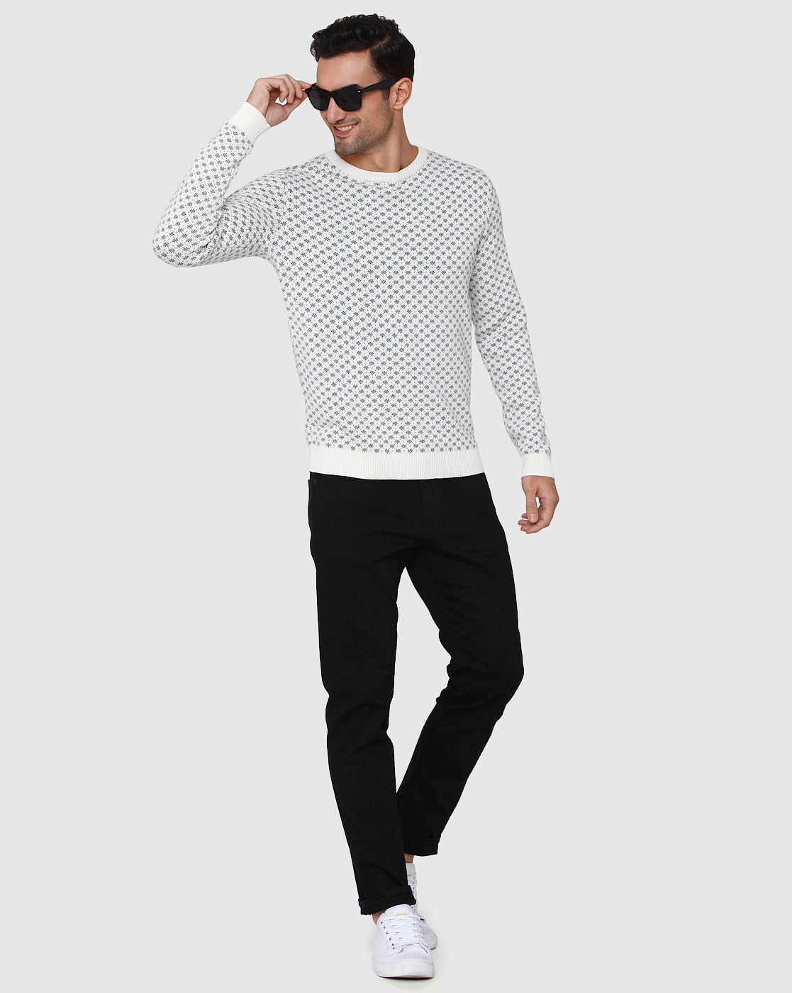 White Printed Pullover