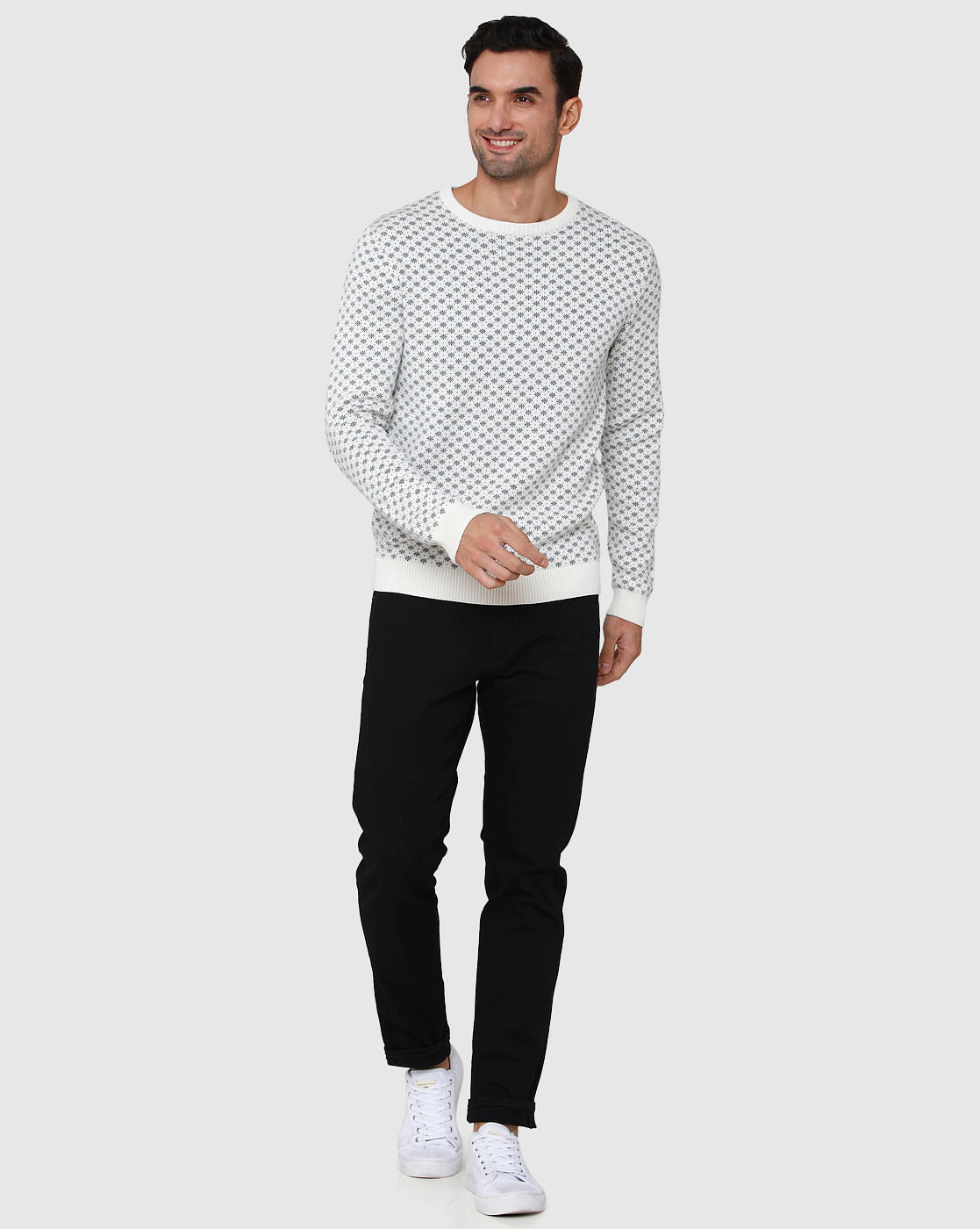 White Printed Pullover