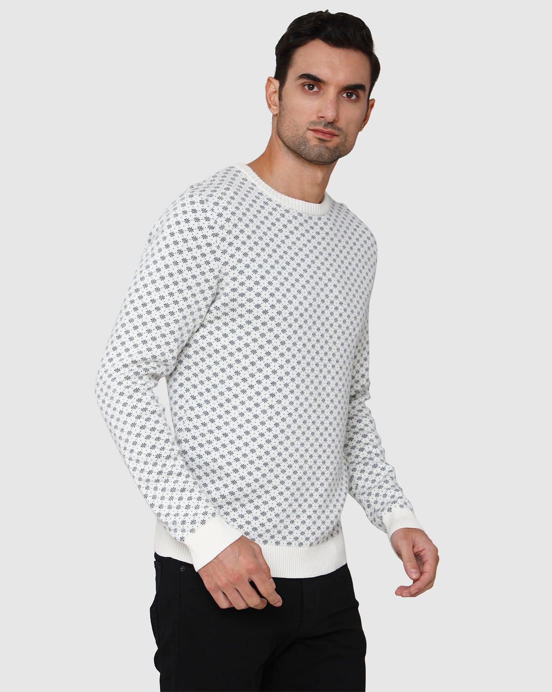 White Printed Pullover