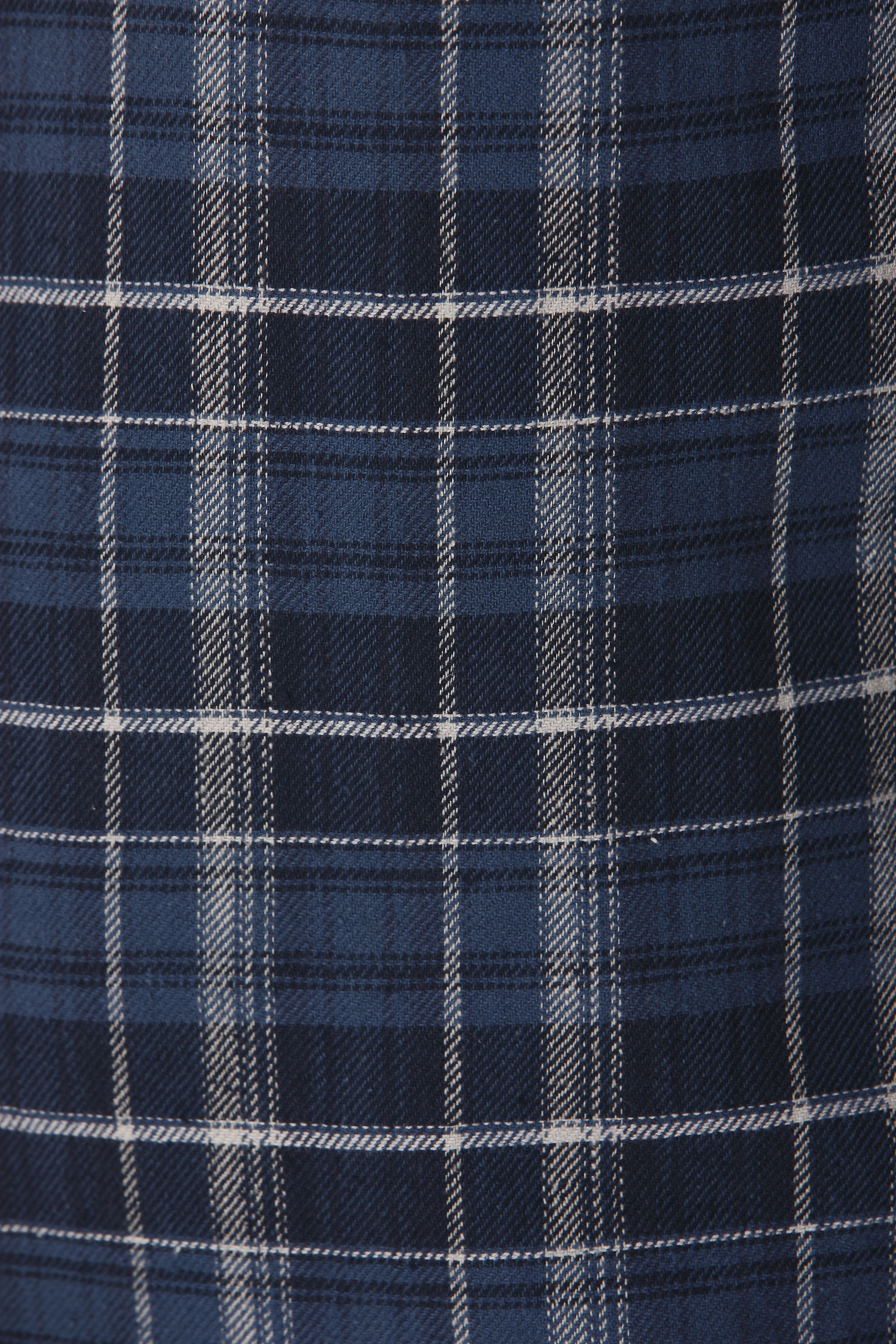 Navy Blue Check Full Sleeves Shirt
