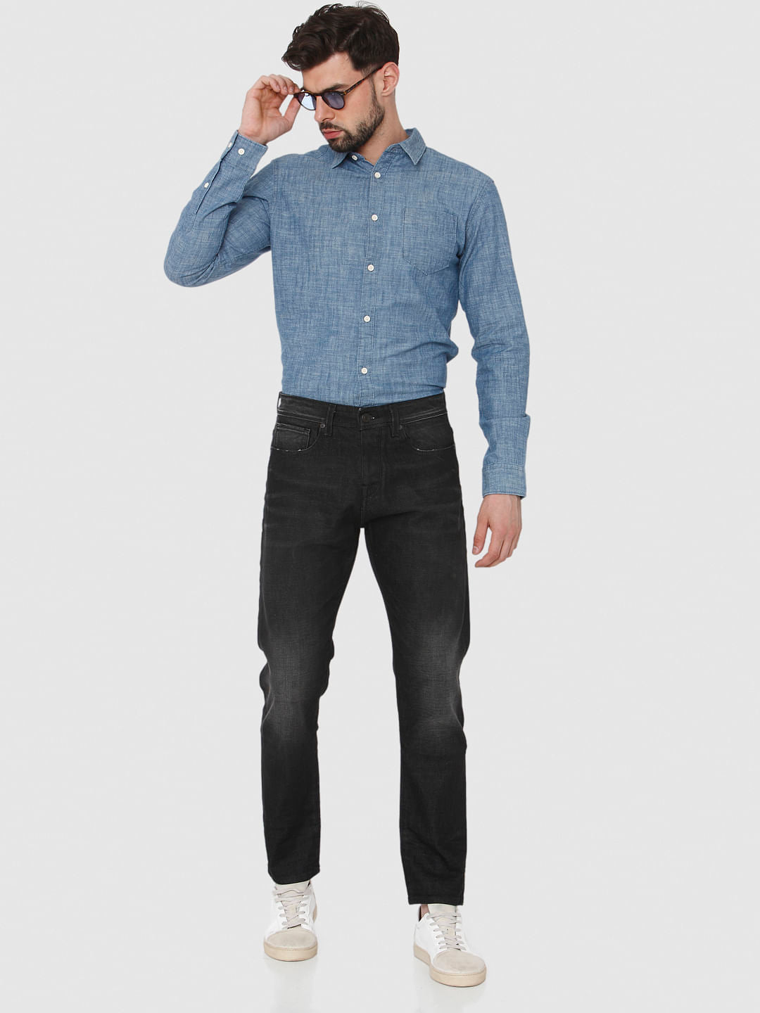 Black Faded Toby Tapered Fit Jeans