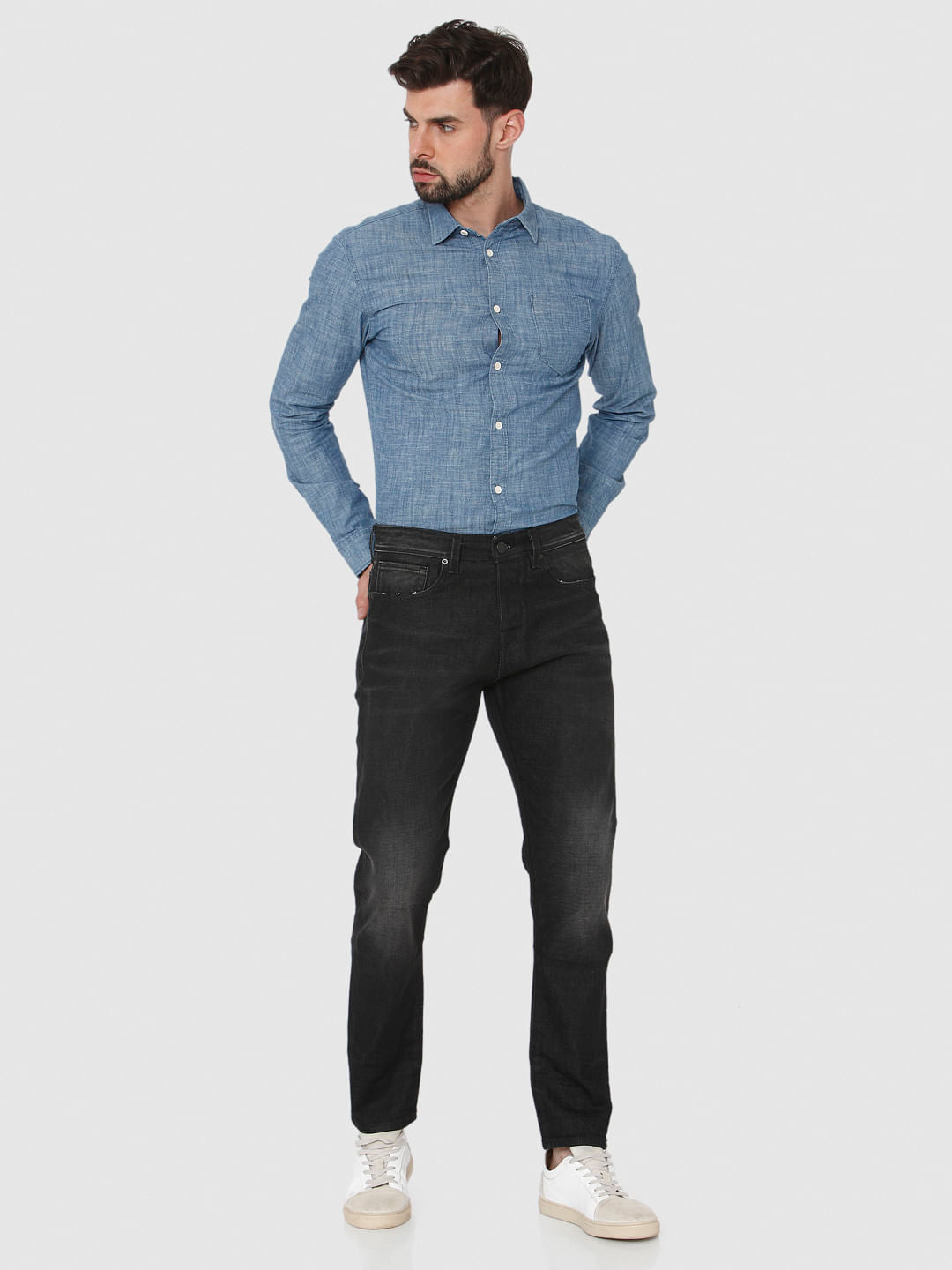 Black Faded Toby Tapered Fit Jeans