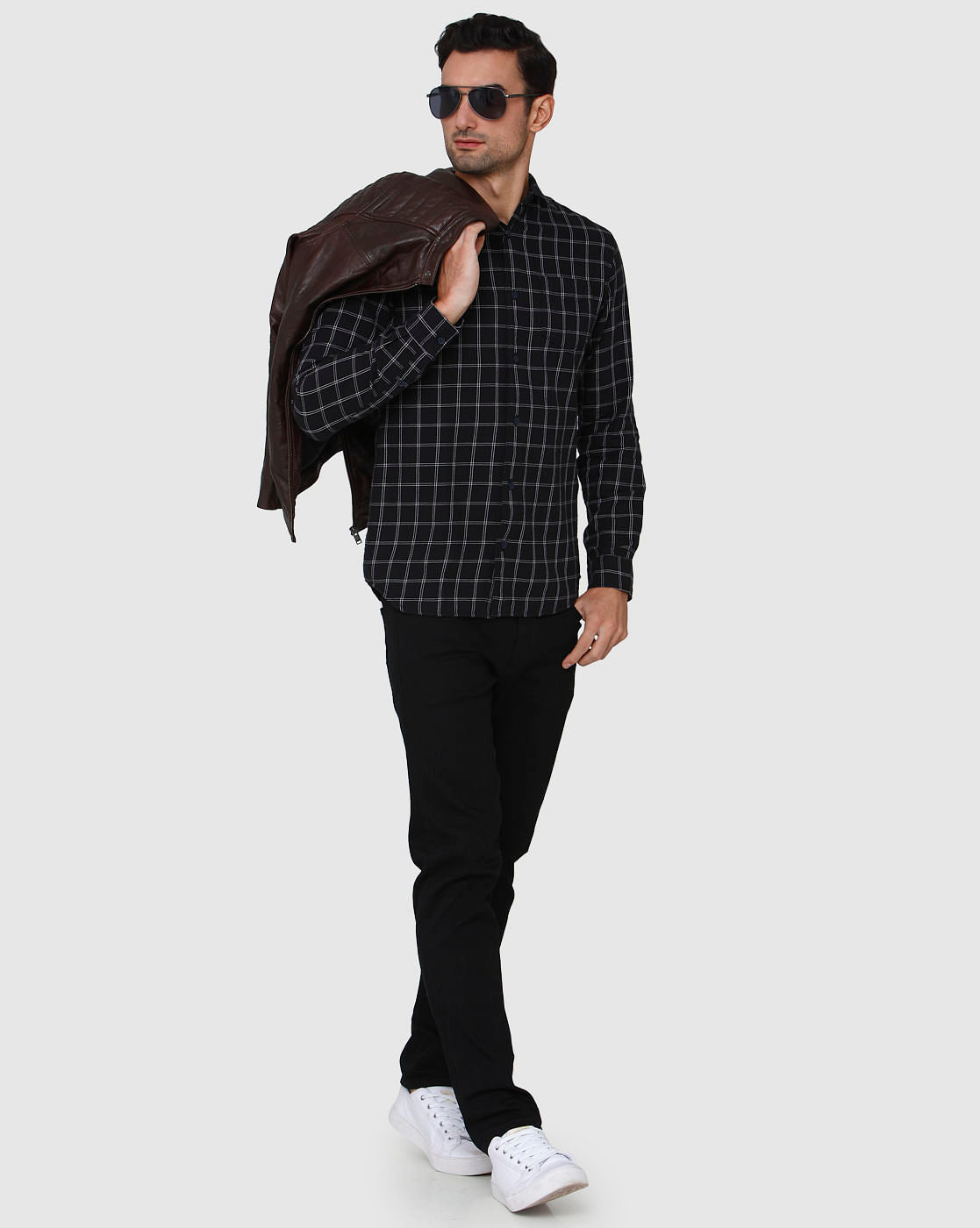 Black Check Full Sleeves Shirt