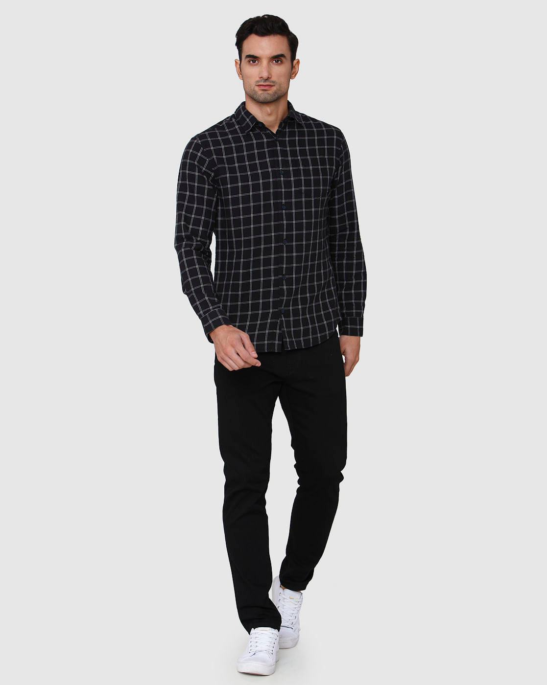 Black Check Full Sleeves Shirt