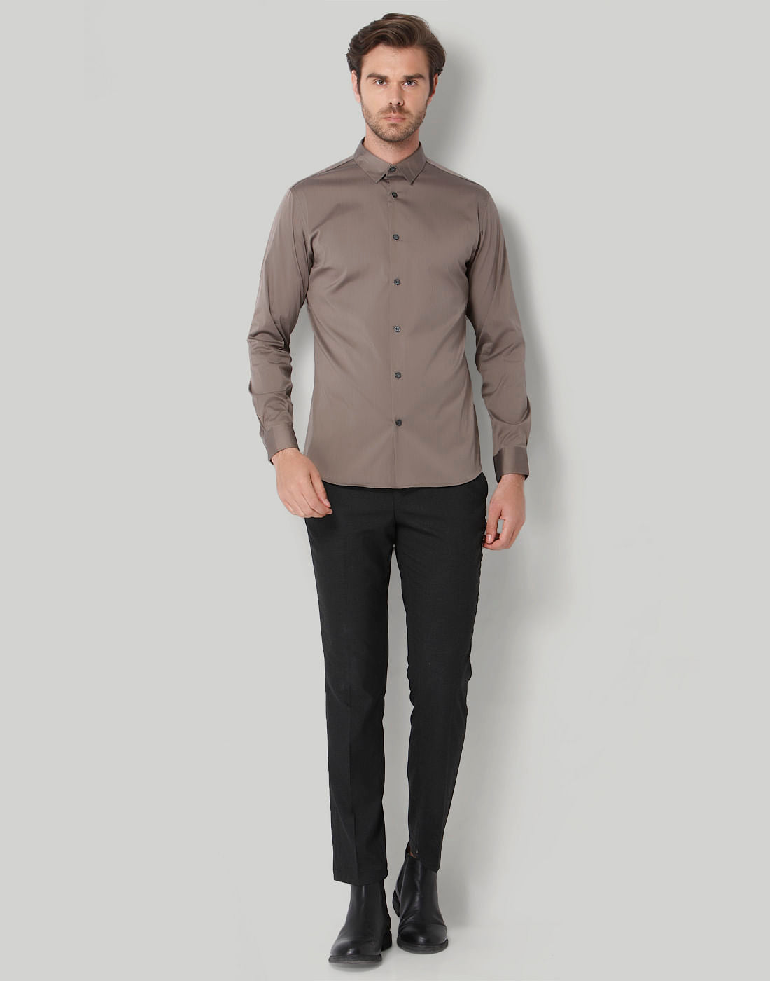 Brown Slim Fit Formal Shirt
