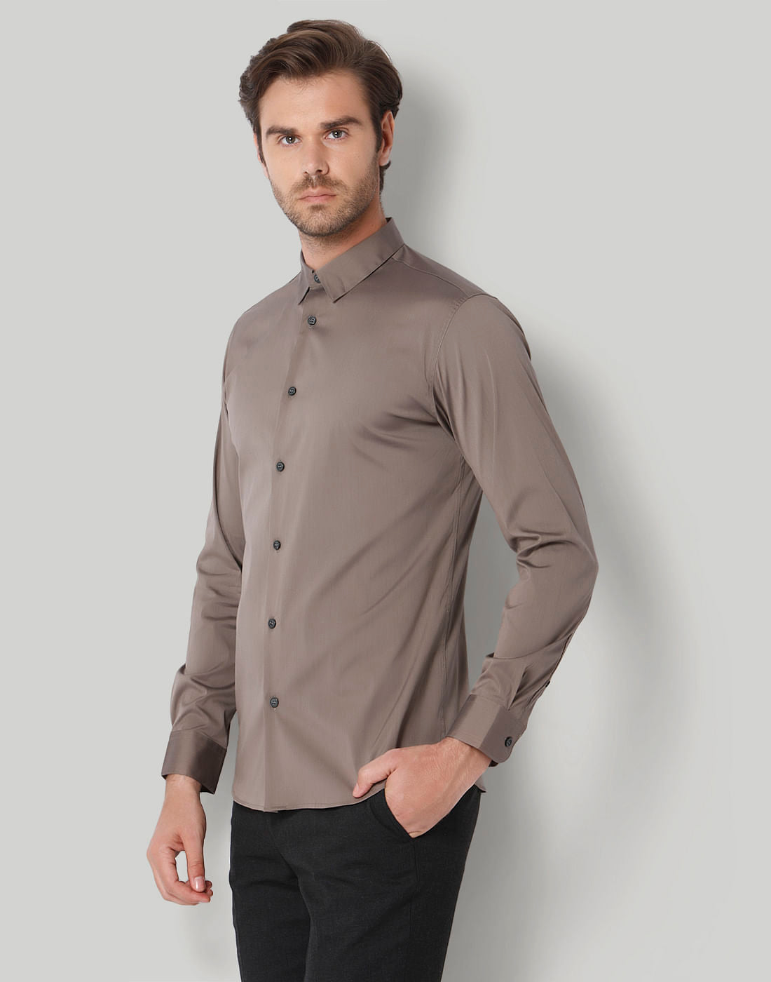 Brown Slim Fit Formal Shirt