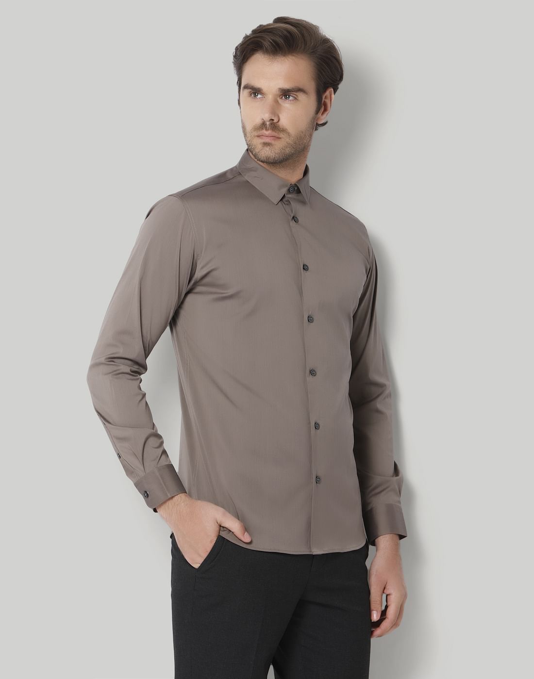 Brown Slim Fit Formal Shirt