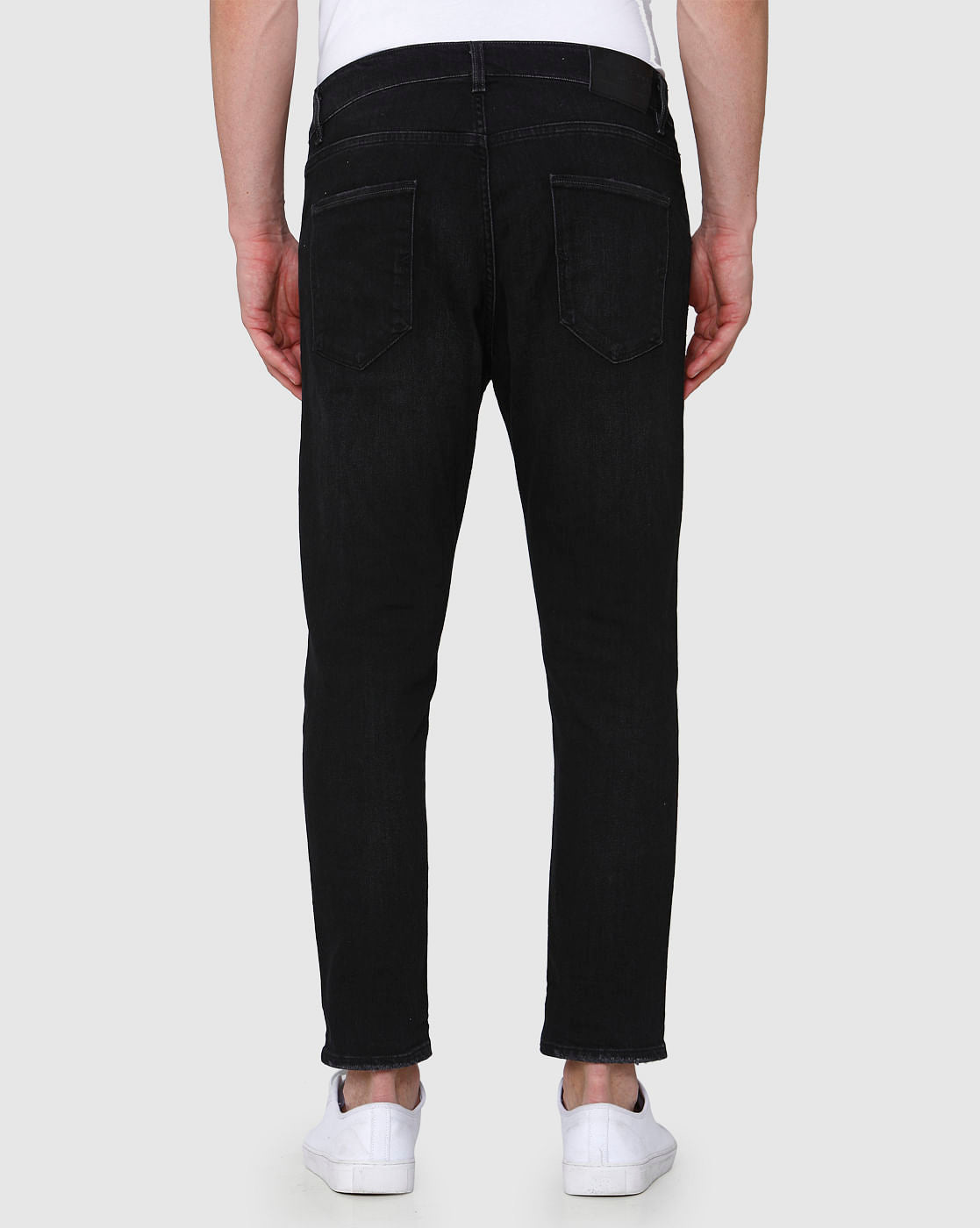 Black Distressed Regular Fit Jeans