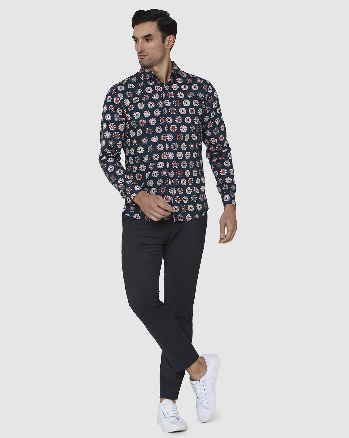 Blue Printed Full Sleeves Shirt