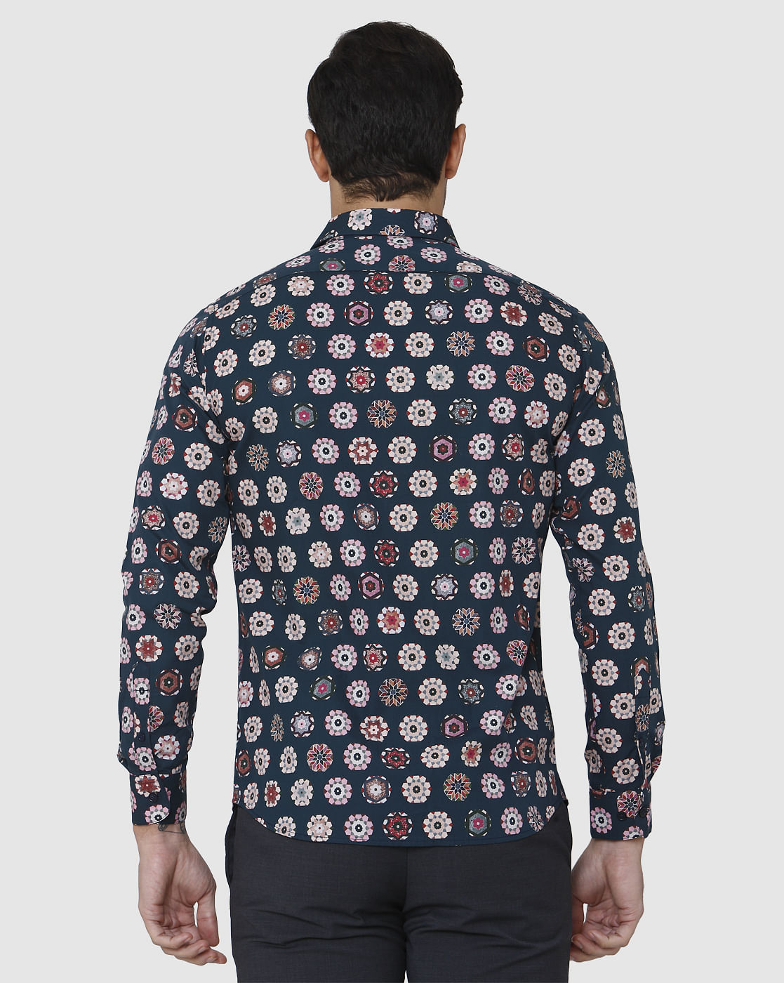 Blue Printed Full Sleeves Shirt