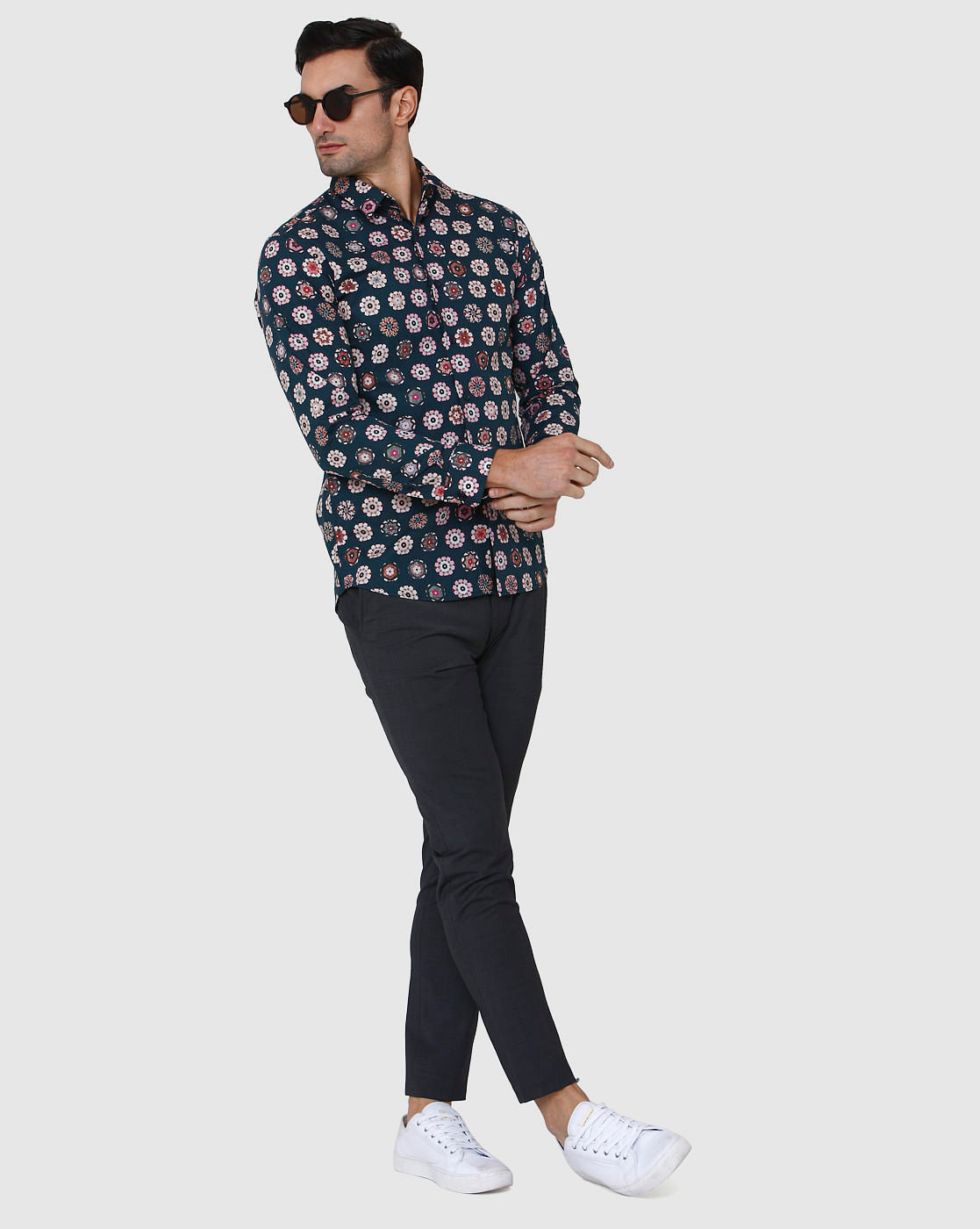 Blue Printed Full Sleeves Shirt