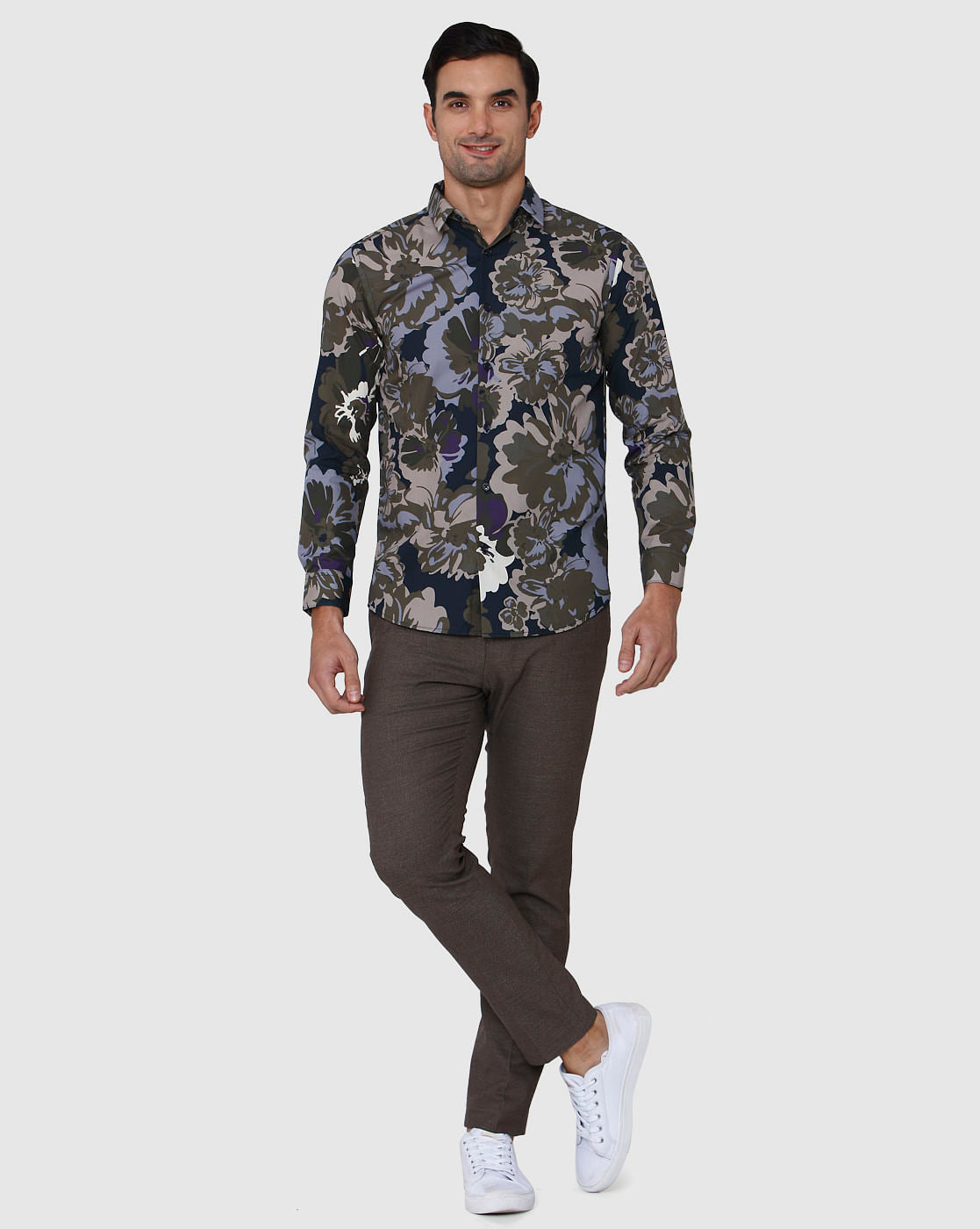 Blue Printed Full Sleeves Shirt