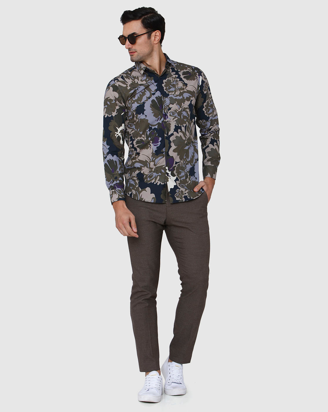 Blue Printed Full Sleeves Shirt