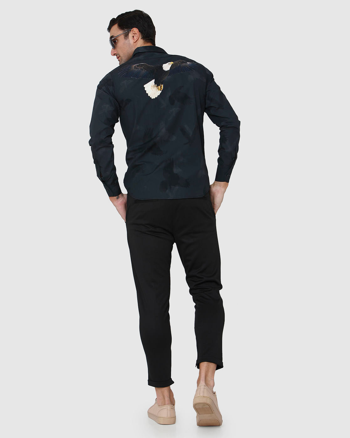 Black Printed Full Sleeves Shirt