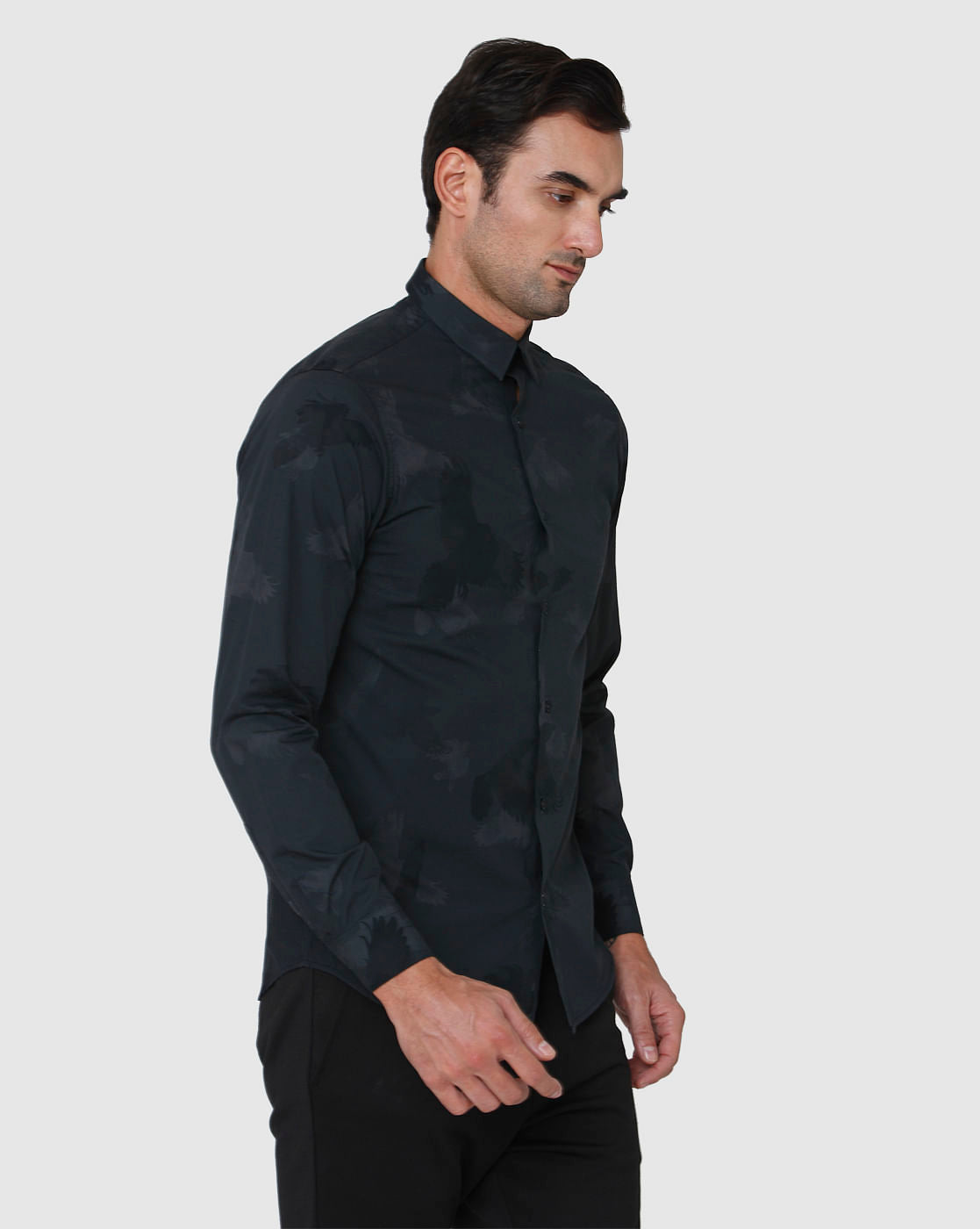 Black Printed Full Sleeves Shirt