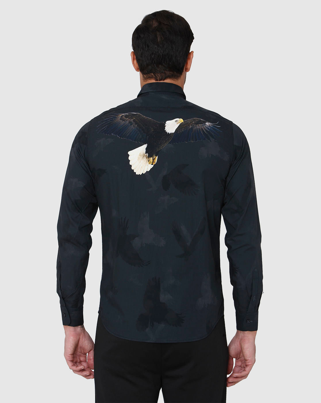 Black Printed Full Sleeves Shirt