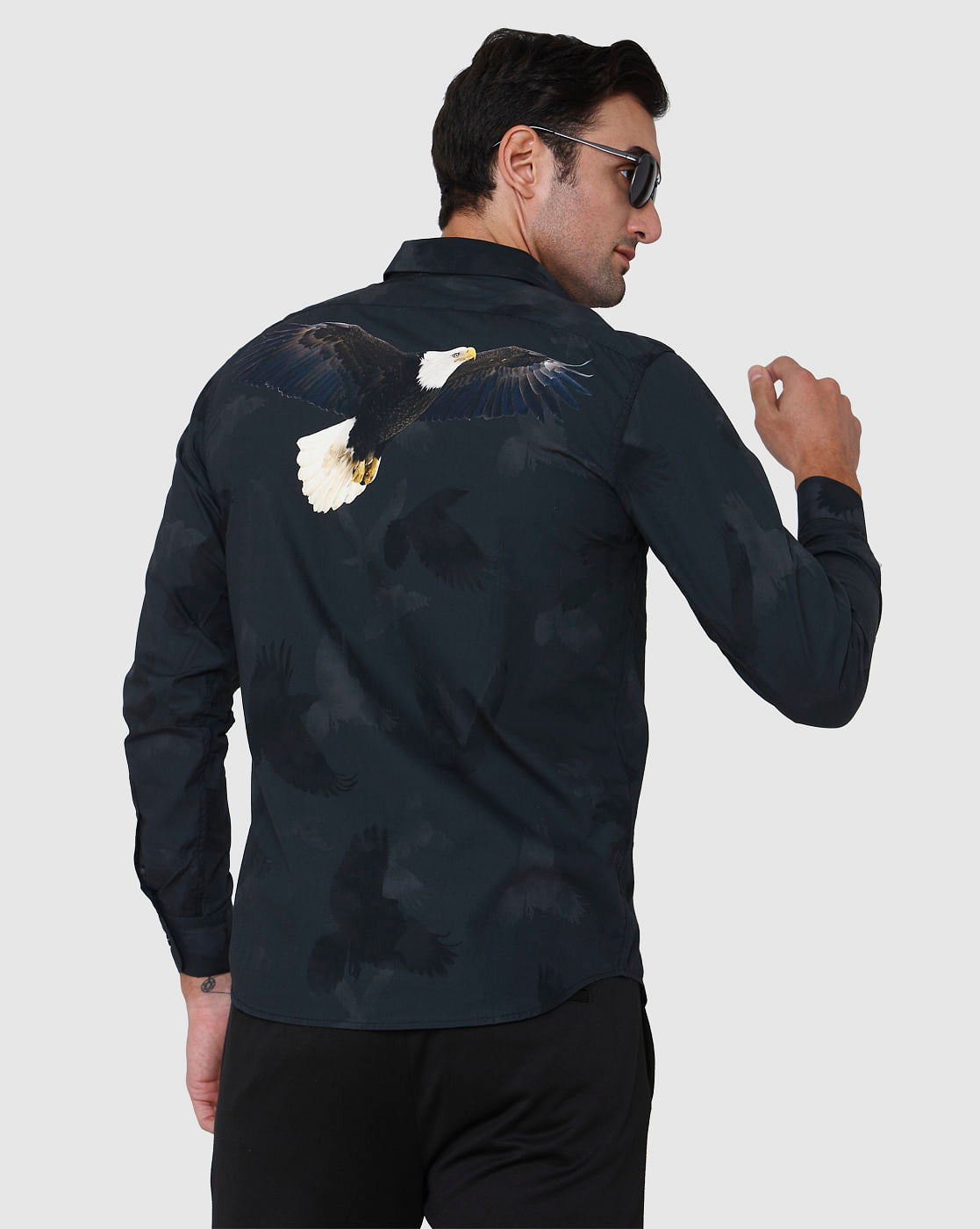 Black Printed Full Sleeves Shirt