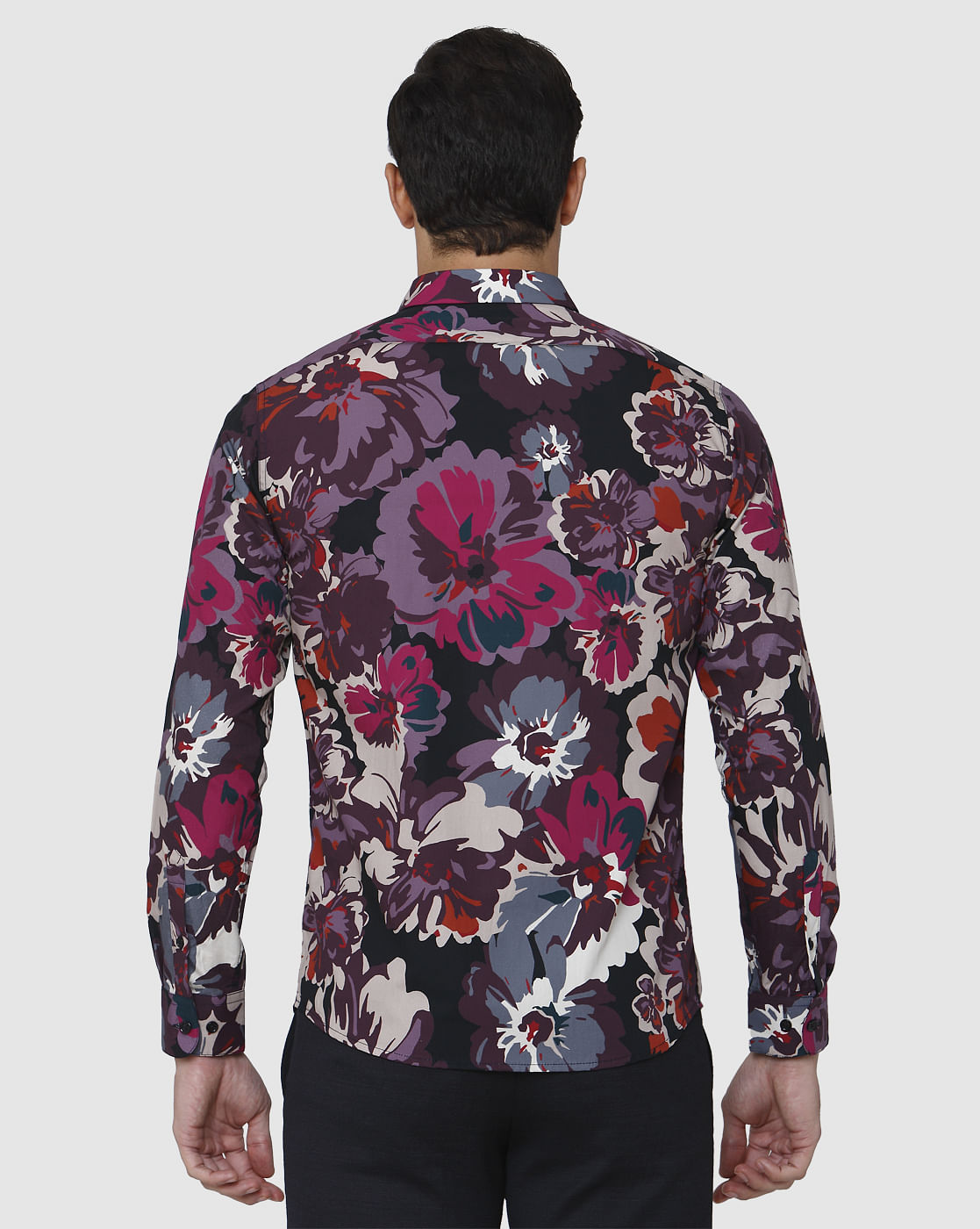 Black Floral Print Full Sleeves Shirt