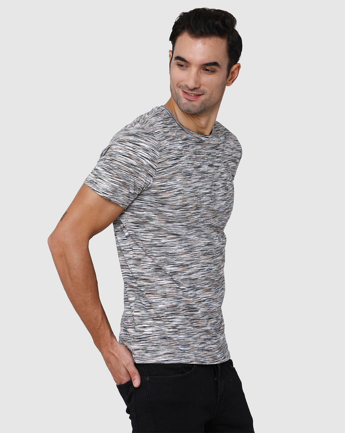 White Striped Crew Neck T-Shirt