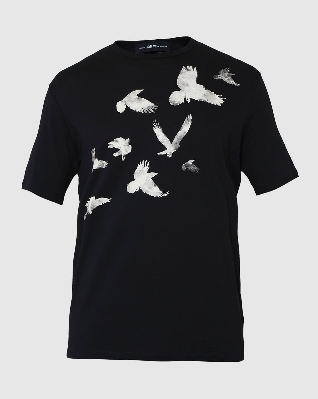 Black Printed Crew Neck T-Shirt