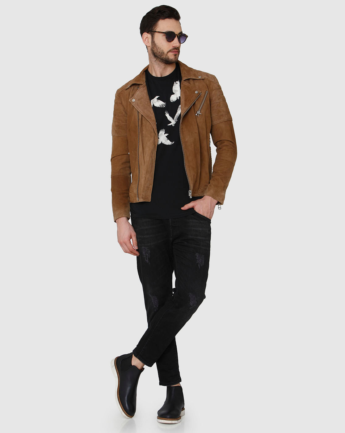Black Printed Crew Neck T-Shirt