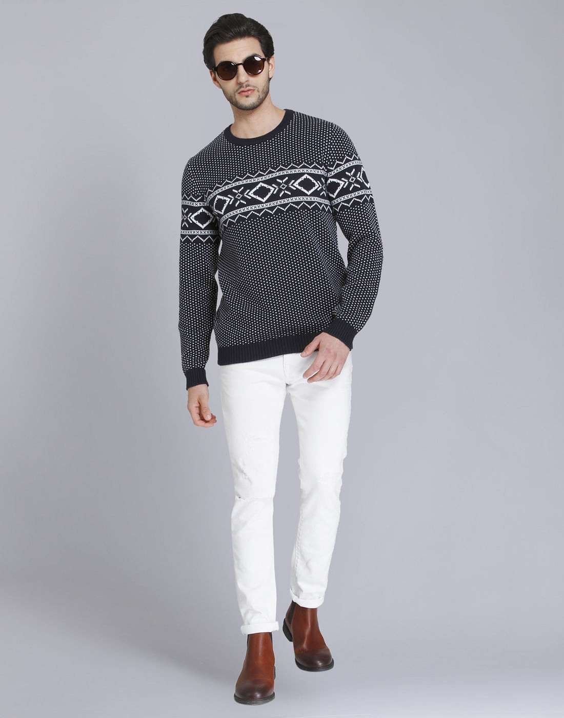 Blue Printed Pullover
