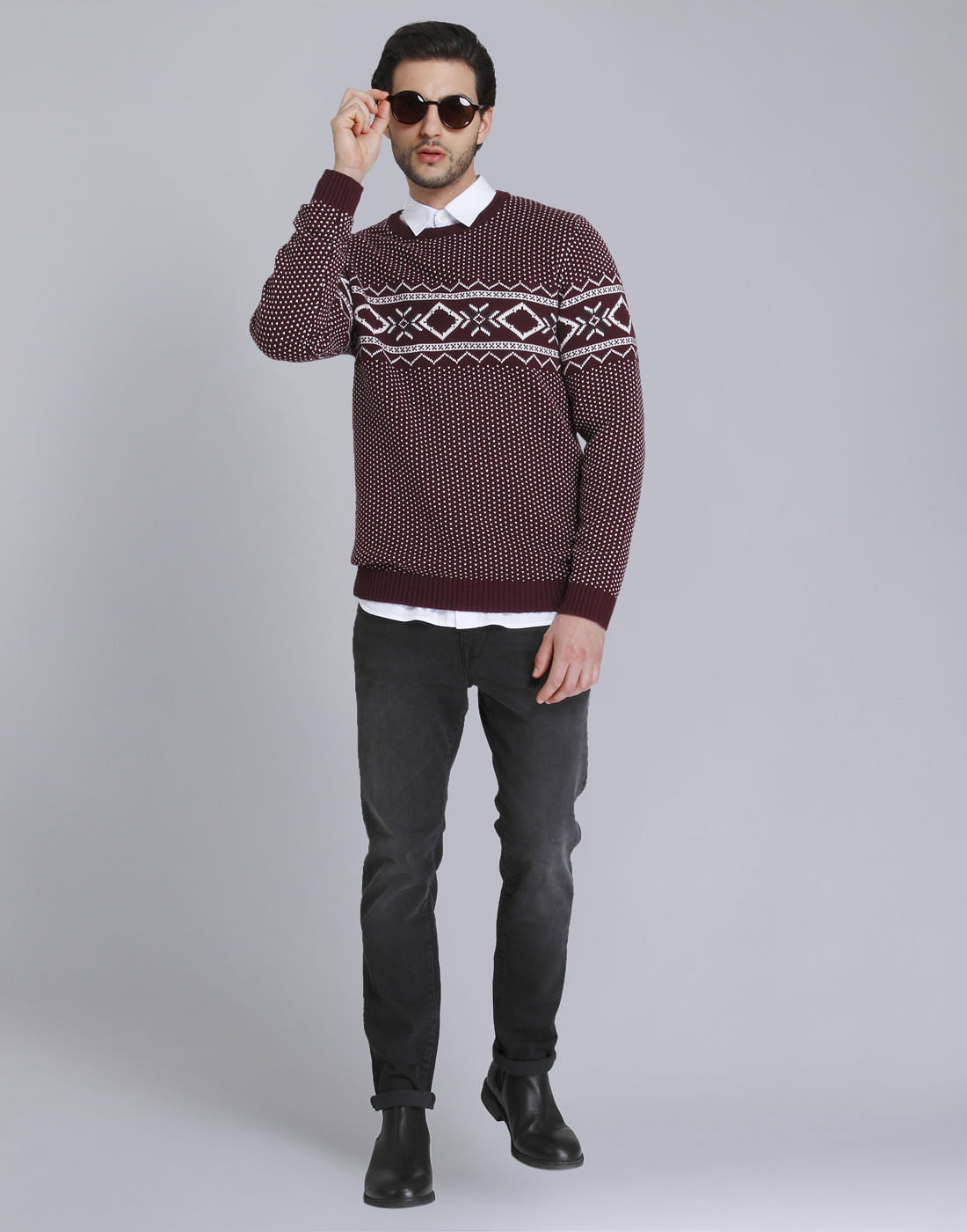 Red Printed Pullover