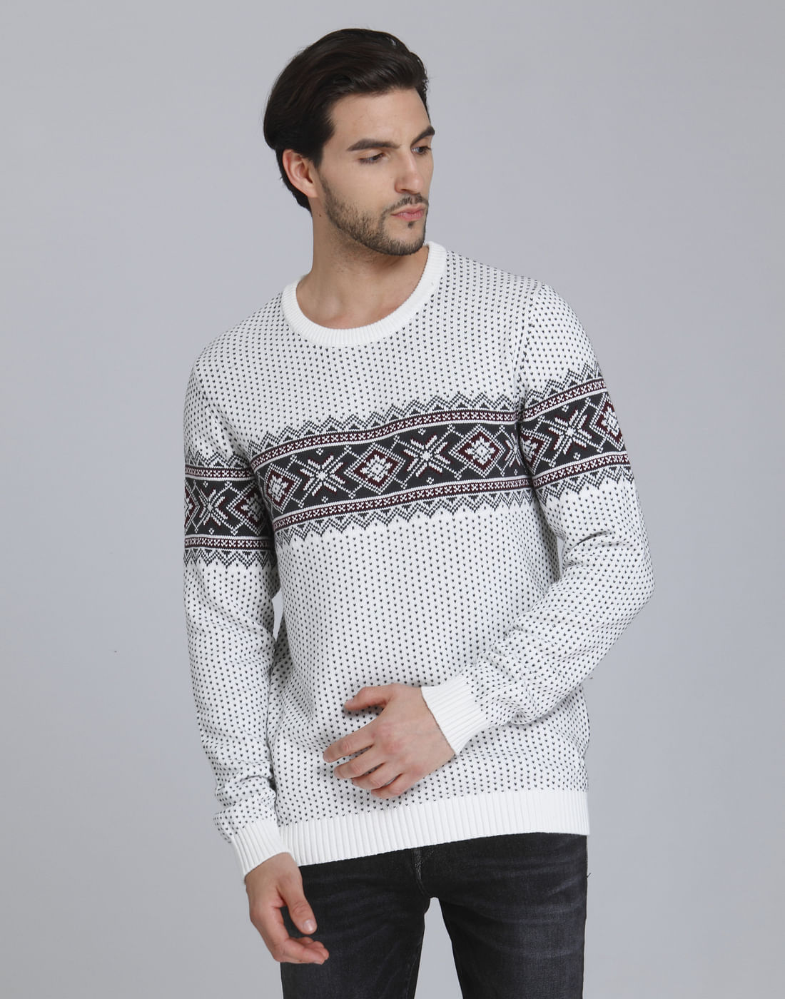 White Printed Pullover
