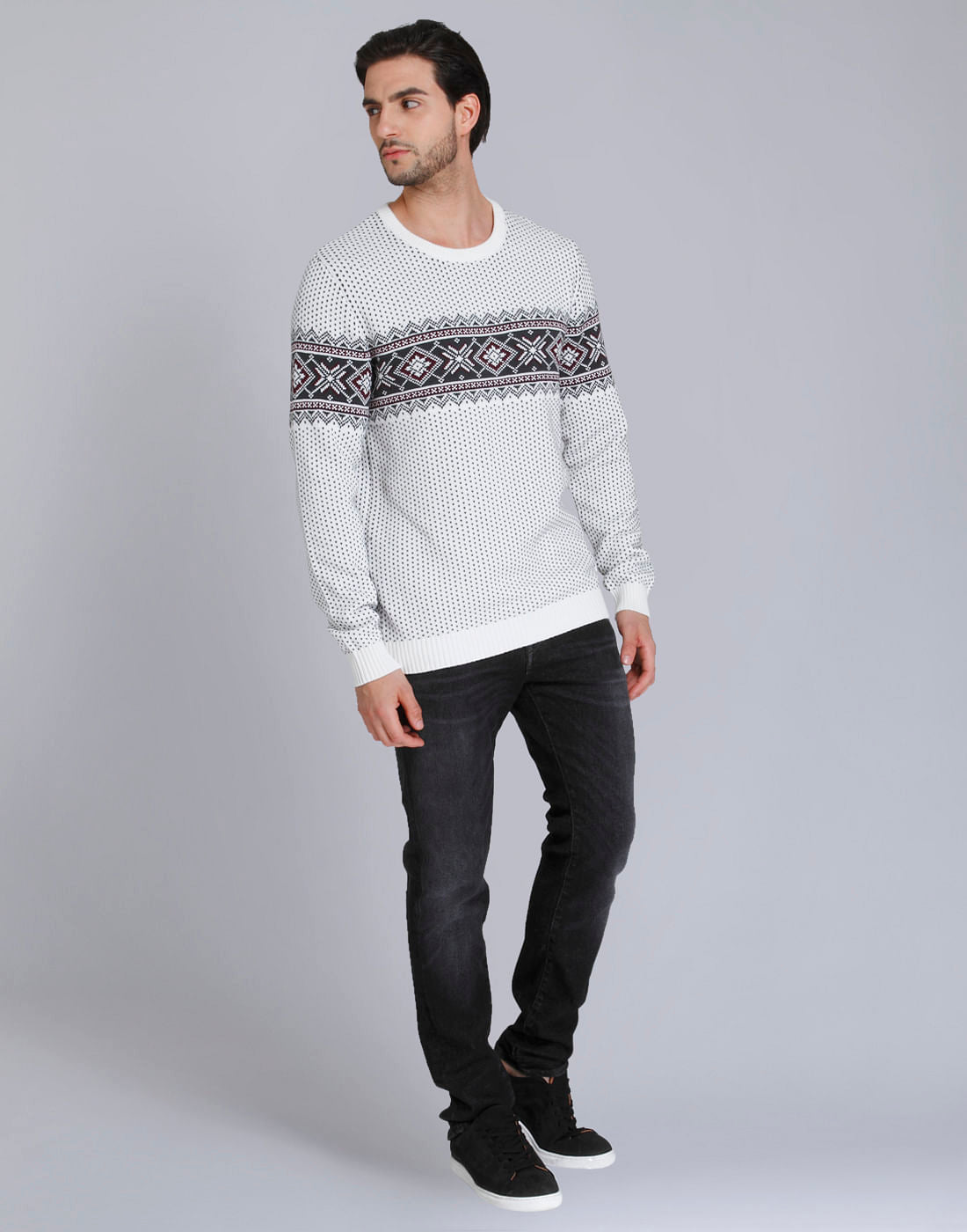 White Printed Pullover