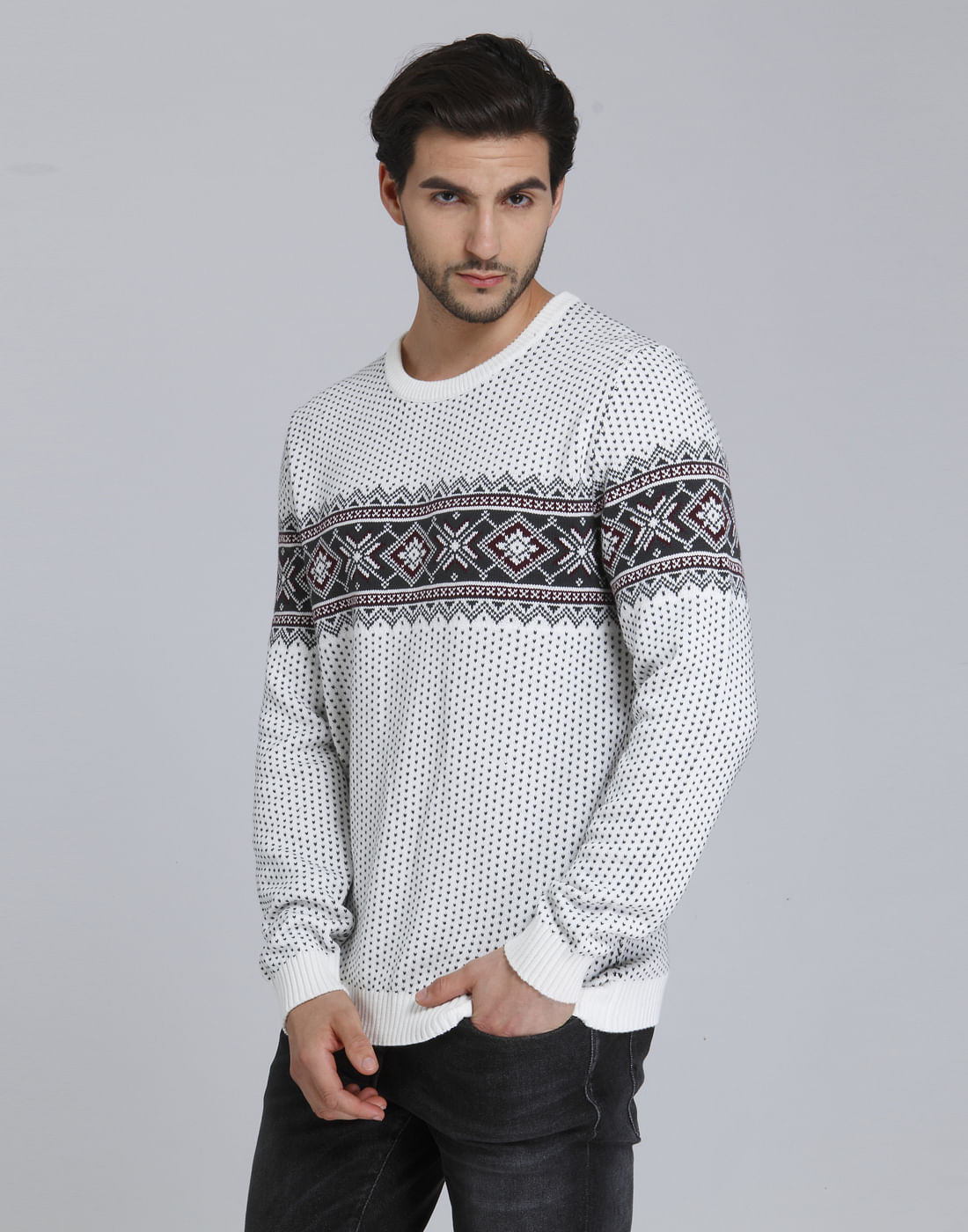 White Printed Pullover