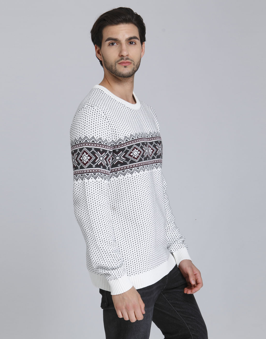 White Printed Pullover