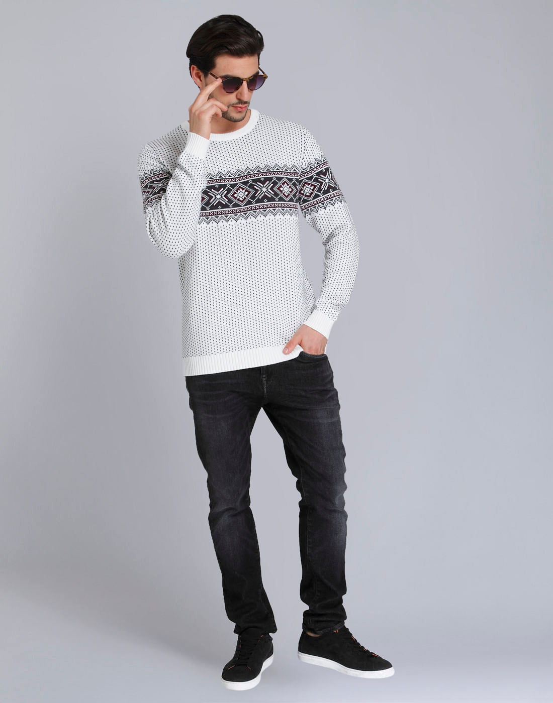 White Printed Pullover