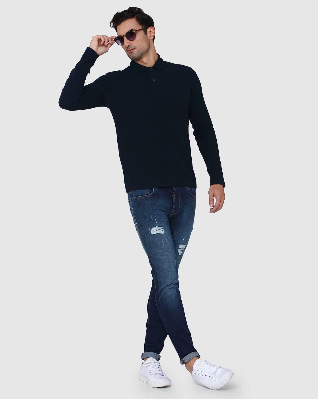 Blue Polo Neck T-Shirt