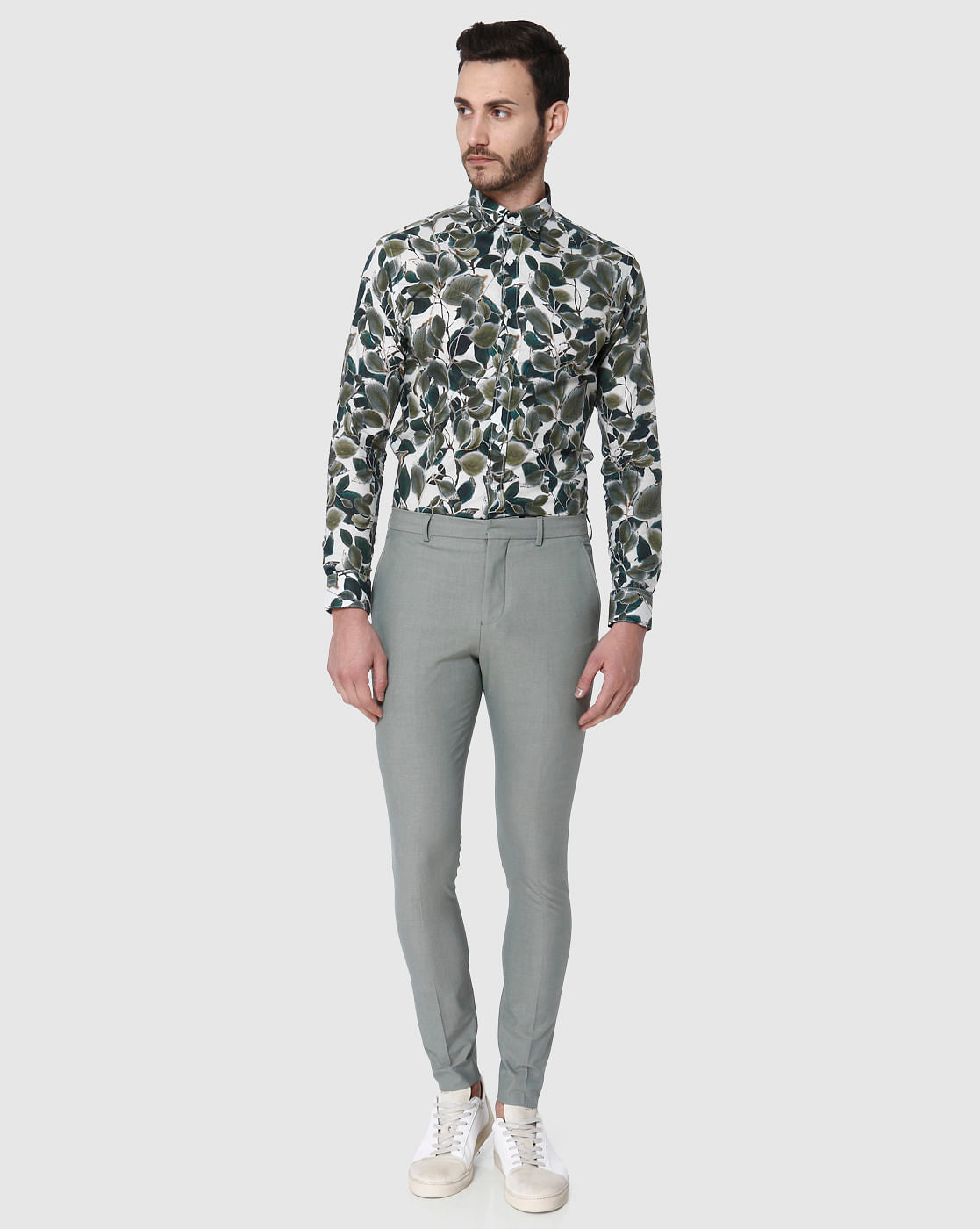 Green Formal Slim Fit Trousers