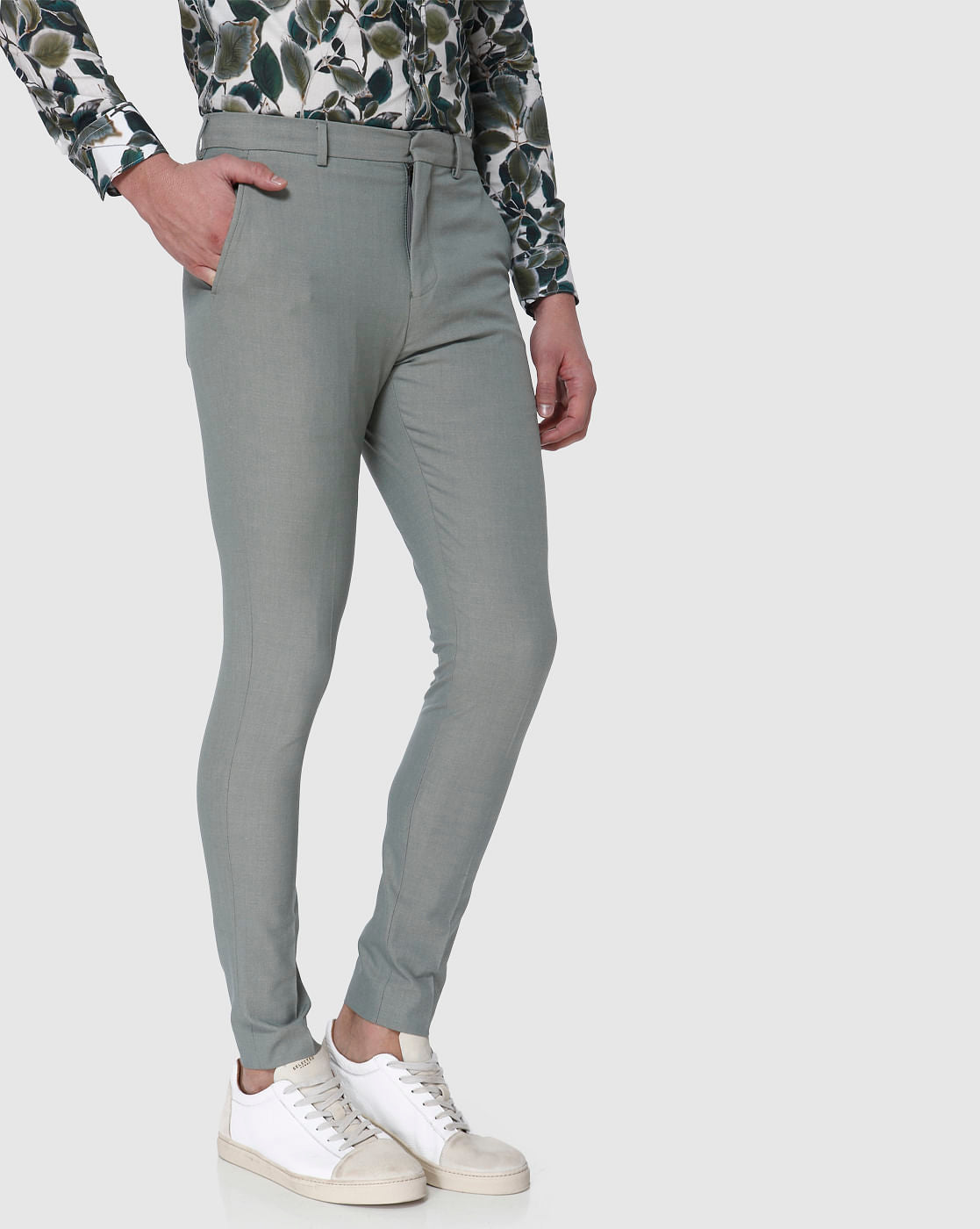 Green Formal Slim Fit Trousers