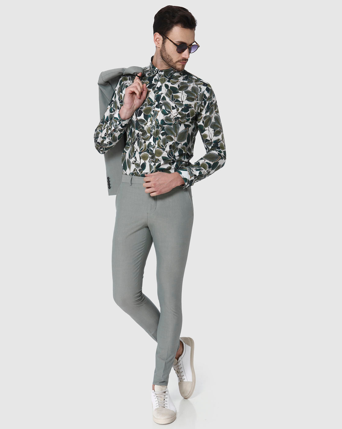 Green Formal Slim Fit Trousers