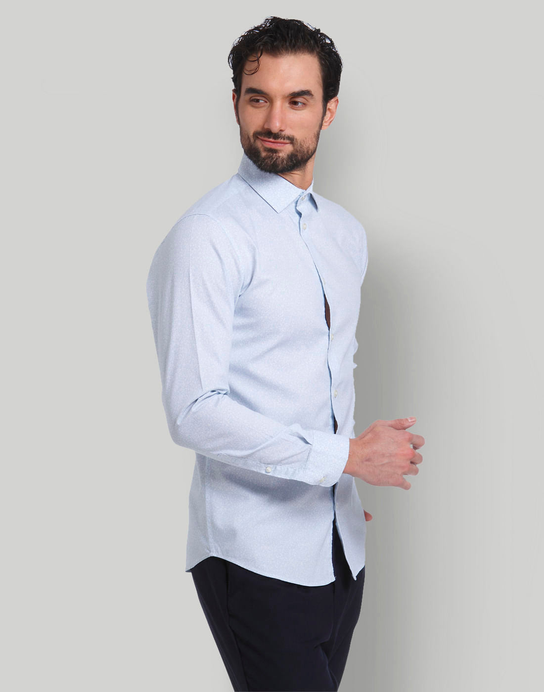 Blue Printed Full Sleeves Shirt