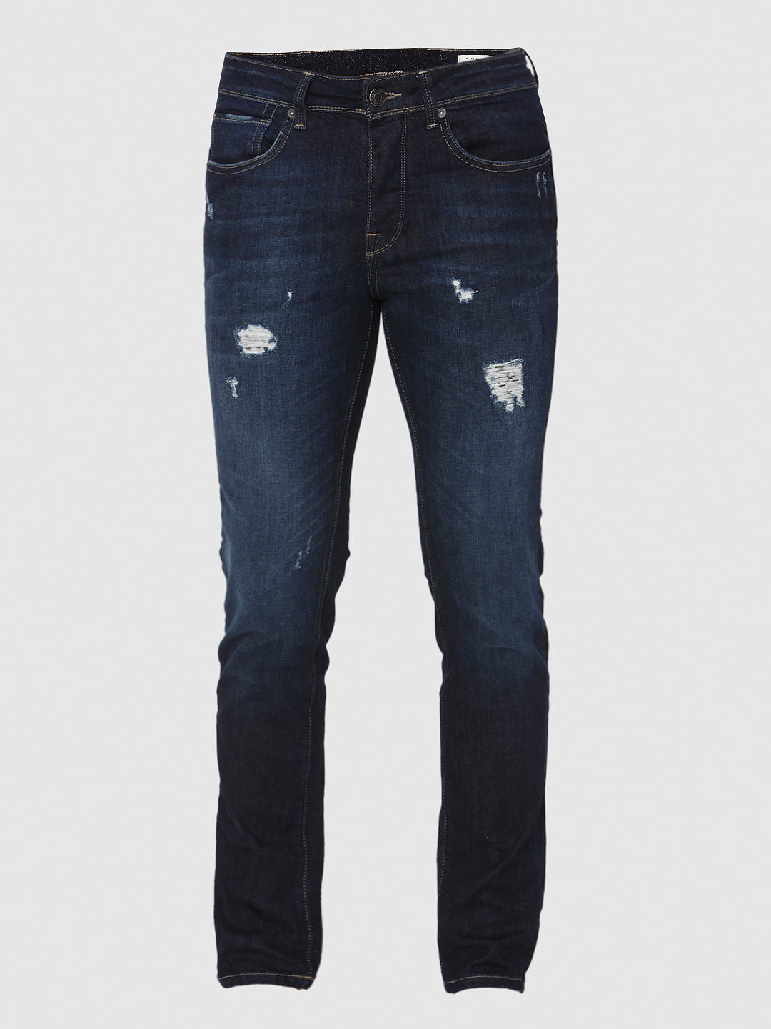 Dark Blue Ripped Pete Skinny Fit Jeans