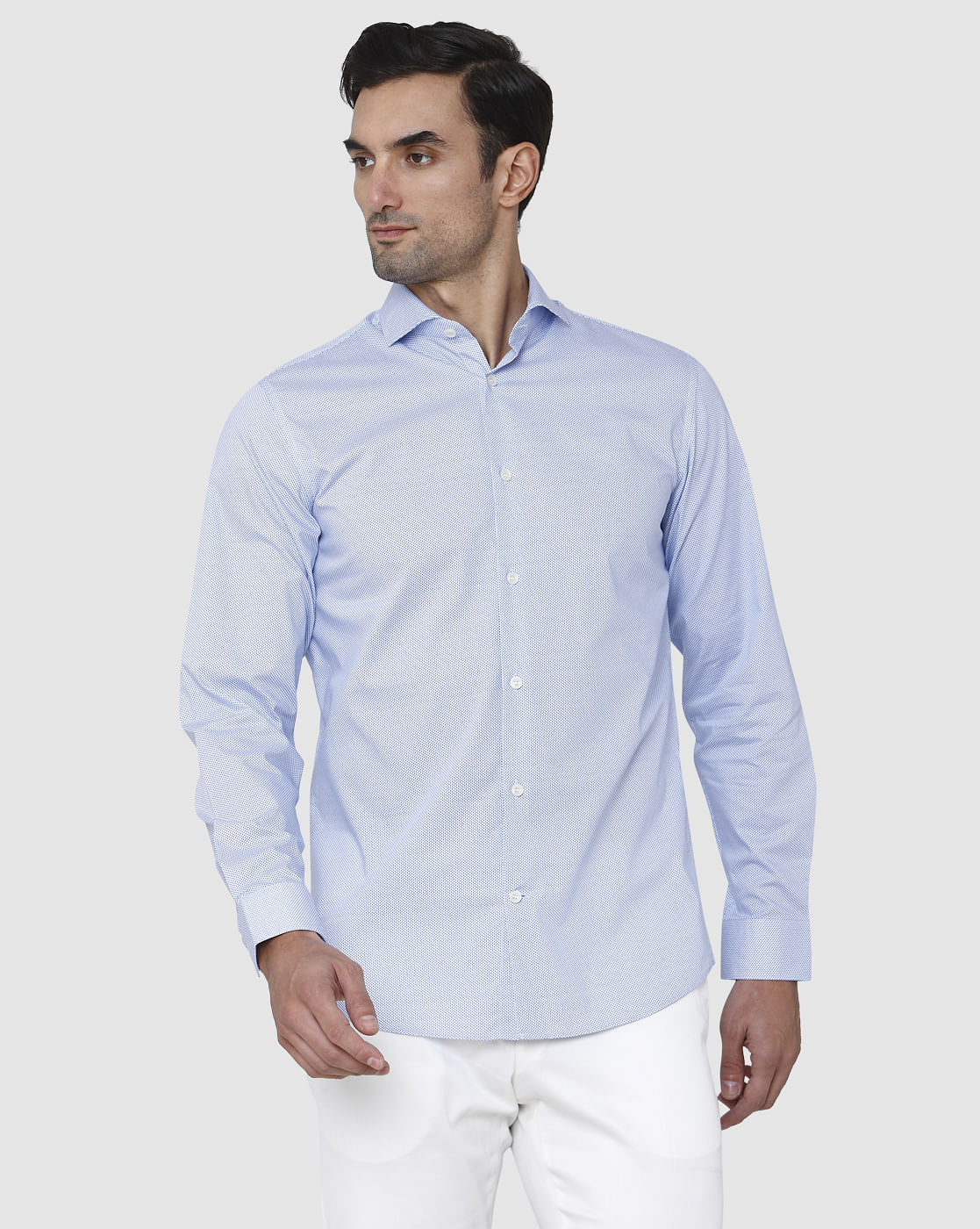 Blue Printed Full Sleeves Shirt
