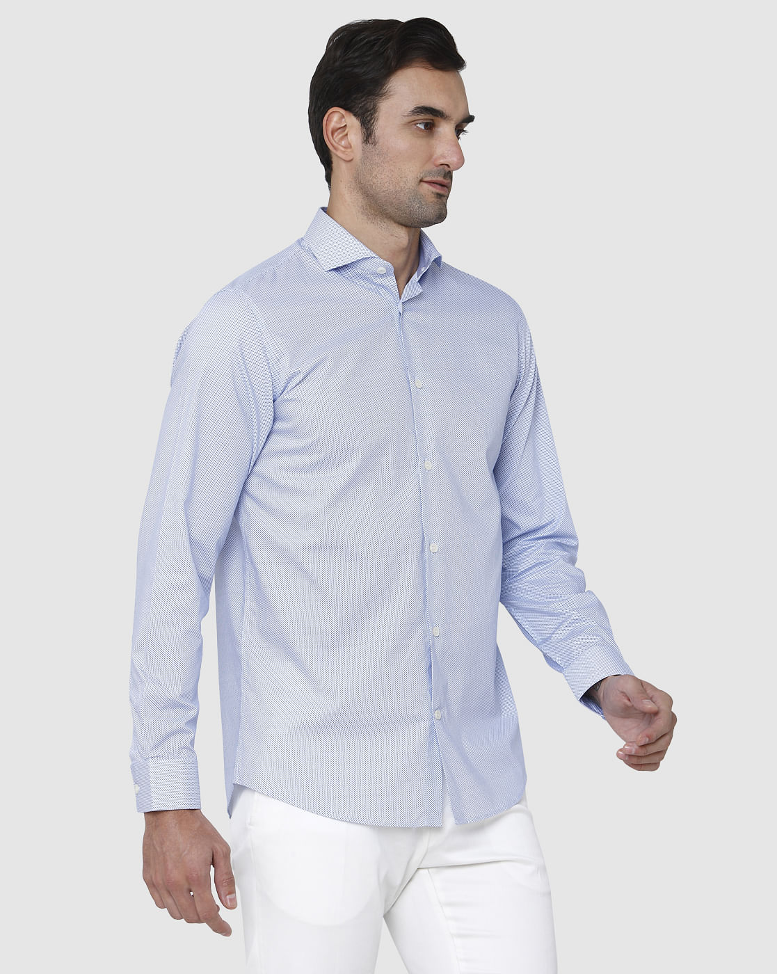 Blue Printed Full Sleeves Shirt