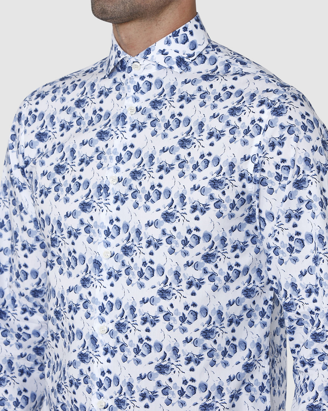 White Floral Print Full Sleeves Shirt