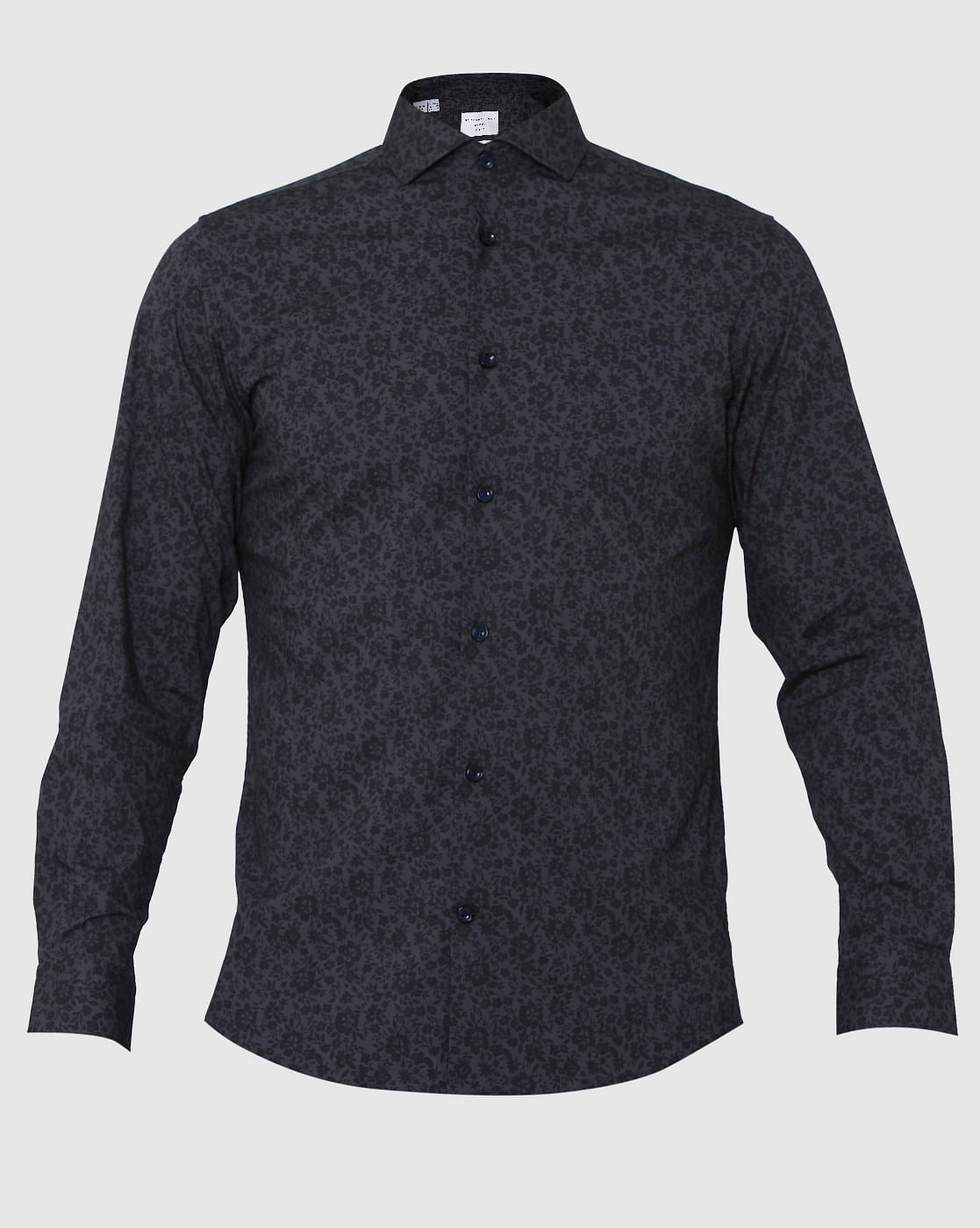 Black Floral Print Full Sleeves Shirt