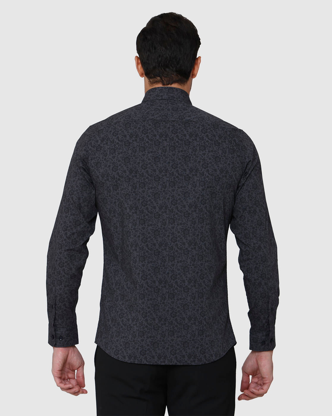 Black Floral Print Full Sleeves Shirt