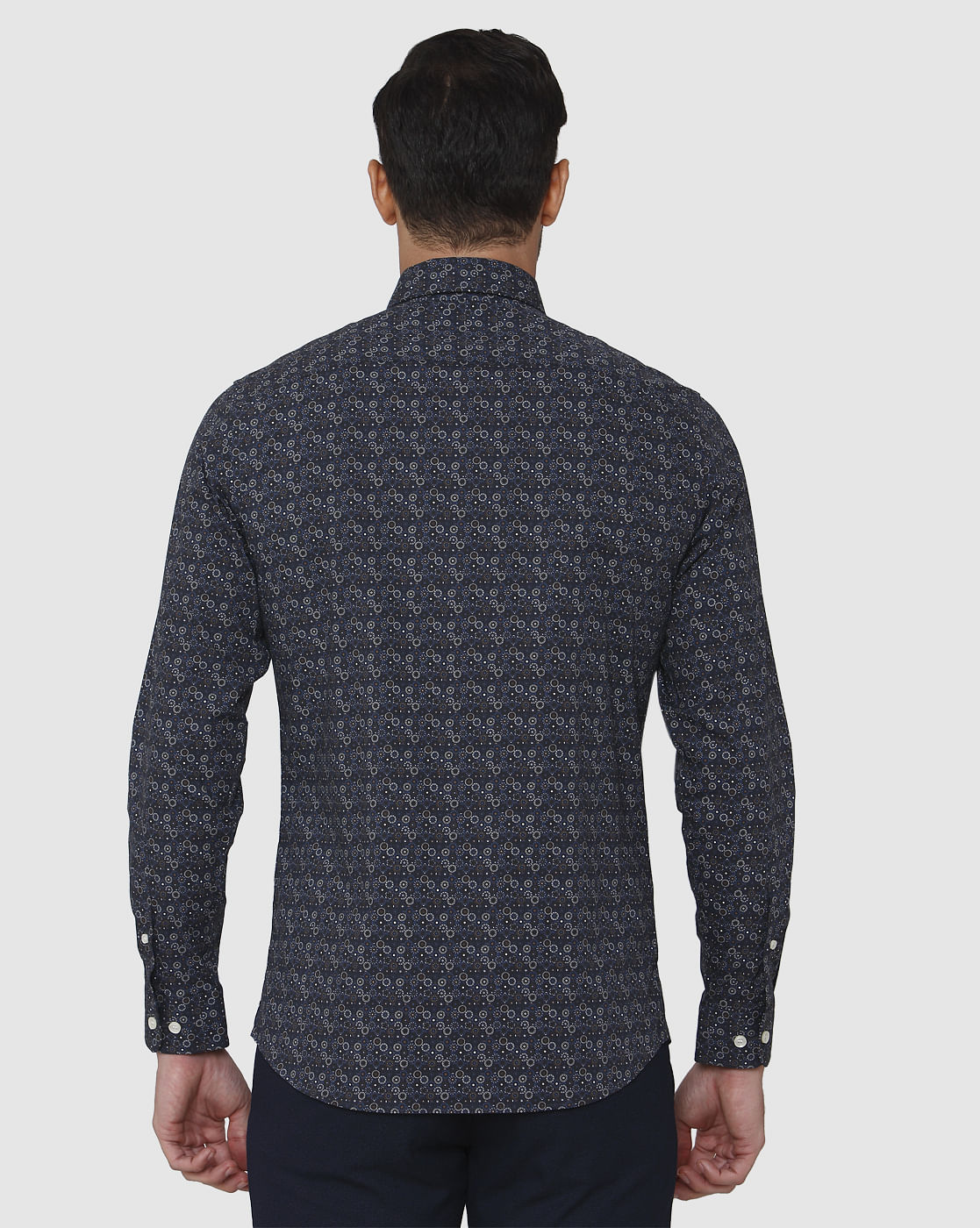 Blue Printed Full Sleeves Shirt