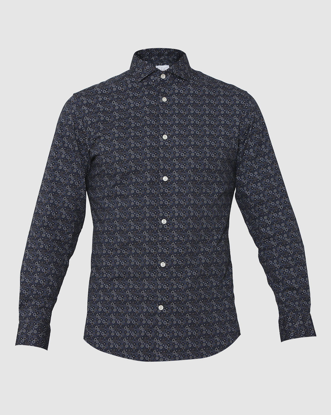 Blue Printed Full Sleeves Shirt